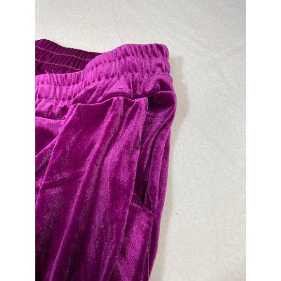 PLUS SIZE 1X purple magenta velvet jogger track lounge hoodie pant set NWT B27 - Picture 8 of 10